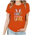 thumbnail image 2 of UPPADA Femmes Heureux Easter T-Shirt Bunny Lapin Graphique T-Shirt Manche Courte Drôle Lettres Imprimées Chemises Manche Courte Col Rond Tuniques Hauts Orange,m, 2 of 5