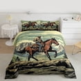 thumbnail image 2 of Homewish Western Horse Animal Full Size Comforter Sets, Retro Cartoon Cowgirl Bedding Comforter Set, Teens Kids Adult Reversible Bedding Sets, Breathable Home Decor, 3-Piece, 2 of 8
