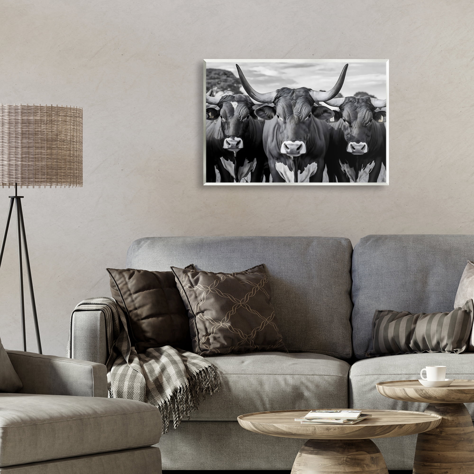 Stupell Industries Three Longhorns in a Row Wall Plaque Art, design by Creative Studio