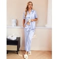 thumbnail image 2 of Ekouaer Silk Pajamas for Womens Set 2 Piece Satin Pjs Soft Button Down Sleepwear Wide Leg Long Pants with Pockets, 2 of 6