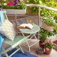 thumbnail image 2 of Chic Hollow Pattern Outdoor Folding Side Table with Durable Rust-Resistant Coated Iron, Suitable for Indoor and Outdoor Porch, Deck, Balcony and Pool, Green, 2 of 9