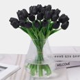 thumbnail image 2 of 10 flores artificiales de tulipán de tacto real (negro) TUNC Sencillez, 2 of 5