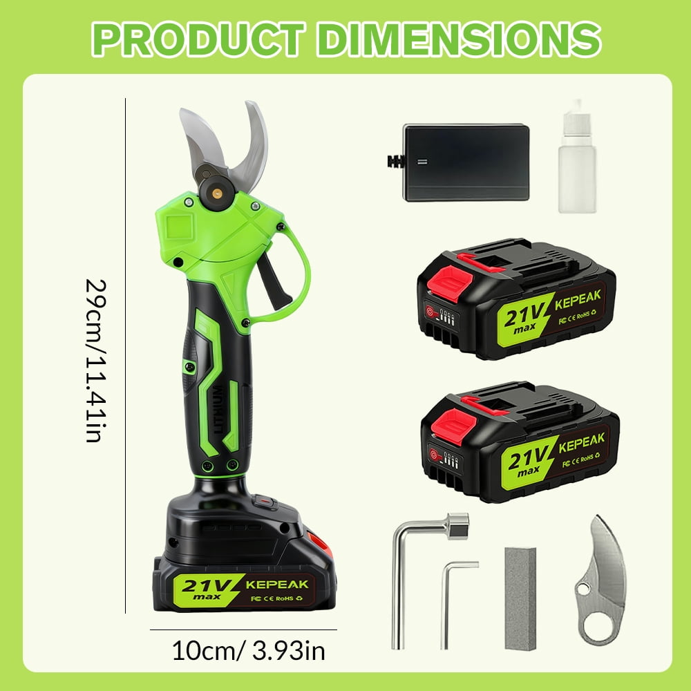 Cordless Electric Pruning Shears,DFITO SK5 Steel Blade Tree Pruner with 2×13000mAh Rechargeable Batteries, 30mm Cutting Capacity, Lightweight Garden Trimming Tool for Orchard Yard