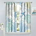thumbnail image 4 of Nautical Coastal Bedroom Curtains,Nautical Beach Starfish Seashell Blue Curtains Summer Ocean Window Treatment Drapes for Living Room 42x63in, 4 of 6