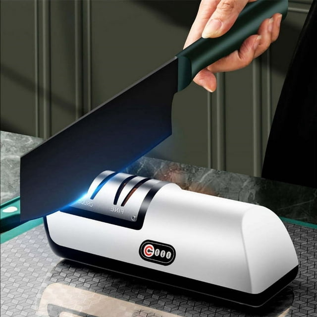 JUNWELL Electric Knife Sharpener Automatic Adjustable Kitchen Tool for Fast Sharpening Knives Scissors Black