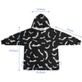 thumbnail image 7 of Black Halloween Bats with White Blanket Hoodies for Kids 6-13YR Oversize Wearable Blanket Hoodies for Boys Girls Teens, 7 of 7