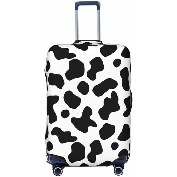 Black and White Cow Print Travel Luggage Cover Fits 22"-24" Luggage, Washable Spandex Suitcase Covers for Work Outdoor