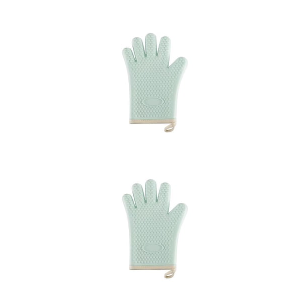 Billuyoard 1 pieza de guante de horno impermeable para freír microondas manopla reutilizable lavable panadería a prueba de suciedad manopla para Verde claro 2piezas