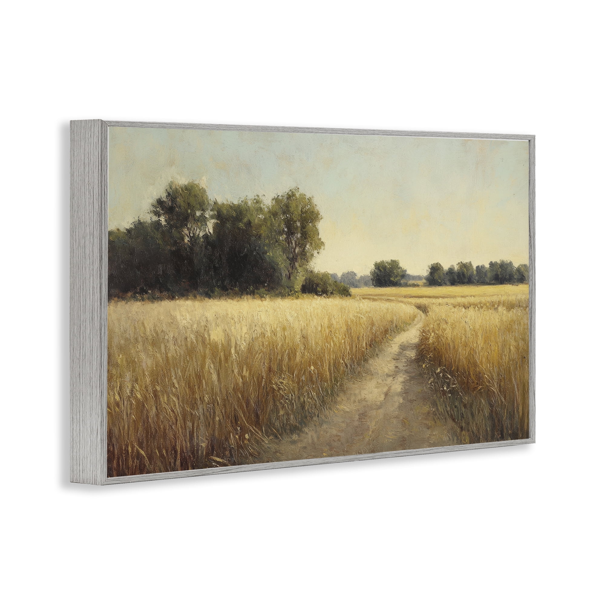 Stupell Industries Sunlit Country Wheat Path Gray Framed Giclee Art, design by Petal Prints Design