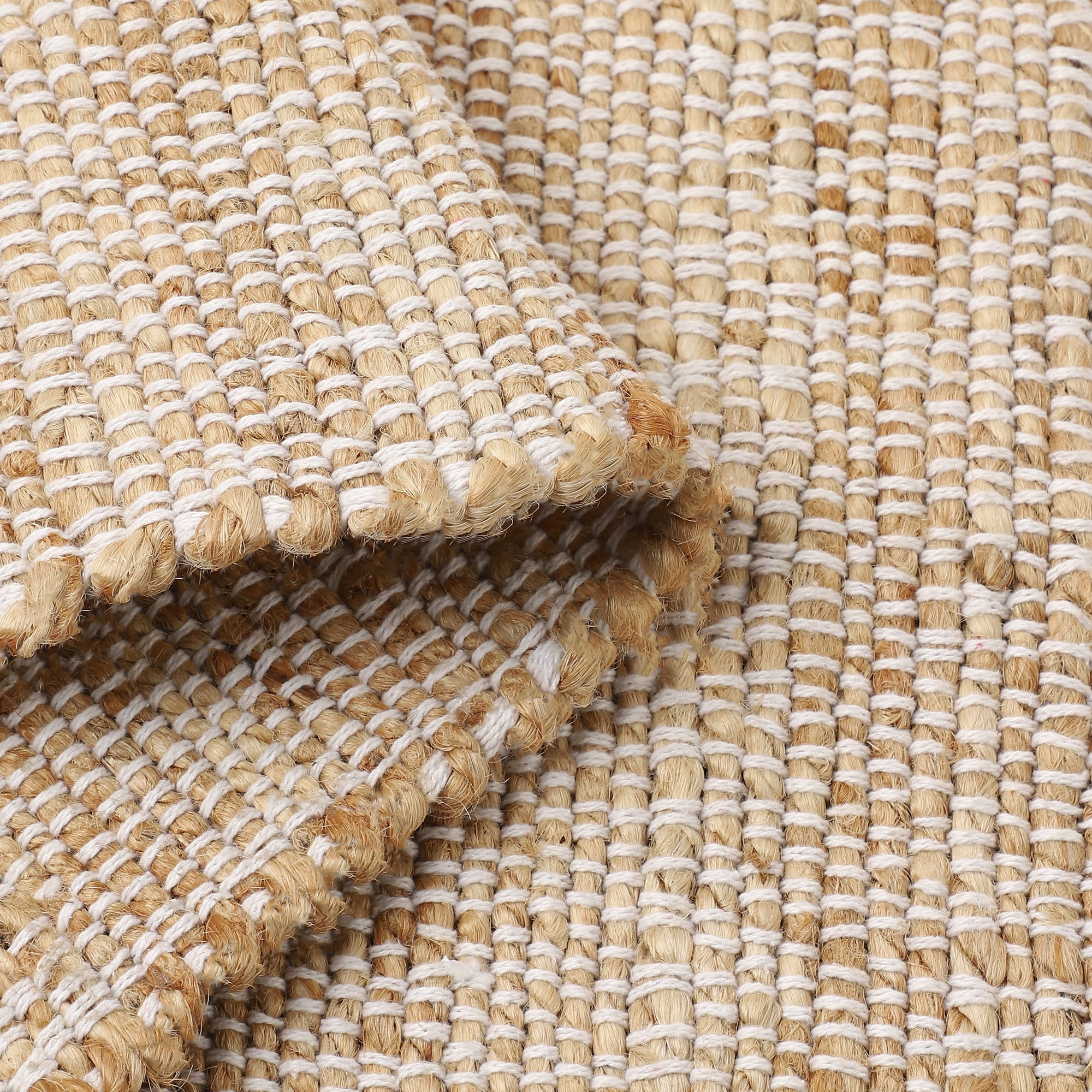 · REDEARTH · Jute Cotton Area Rug - 9'x12' Rectangular Rug, Sustainable Handwoven, Non-Shedding, Soft & Durable – Reversible, Neutral Tones for Home Décor in Living Room, Dining Room, Bedroom
