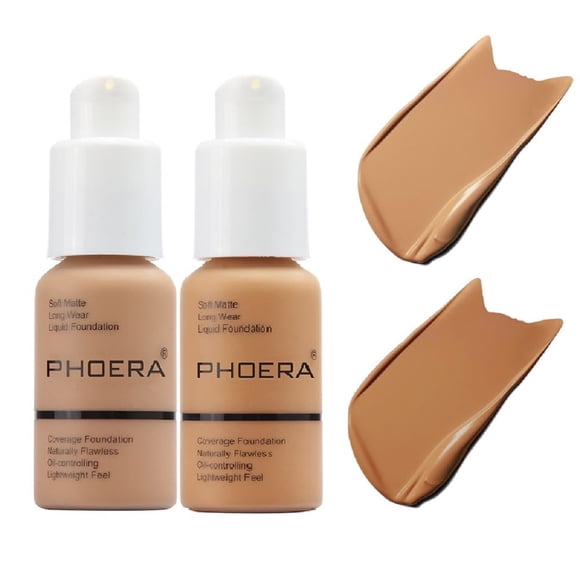 Base de maquillaje PHOERA 105 # Sand and 106 # Warm Sun, 60 ml, paquete de 2 unidades