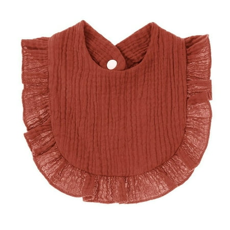 Korean Style Baby Feeding Drool Bib Ruffle Floral Infants Saliva Towel Soft Cotton Burp Cloth For Newborn Toddler Kids Bibs New Deep red