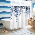 thumbnail image 5 of No Hook Shower Curtain, Blue Eucalyptus Leaves Shower Curtains for Bathroom with See Through Top Window, Weeping Spring Botanical Summer Waterproof & Washable Bath Curtain Extra Long 72"x84", 5 of 9