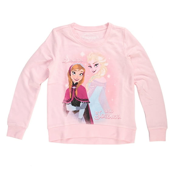 Disney Frozen Sisters Are Forever Girls Lightweight Pullover Sweatshirt | L