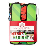 Holiday Time, "Merry Bright" Yard Sign Set, 14 Pieces, 16 inches Tall, Red, Green, Corrugated Plastic, Only at Walmart