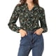 thumbnail image 1 of INSPIRE CHIC Blusa con botones de manga larga con cuello en V y blusas sueltas florales de gasa para mujer Negro S, 1 of 6