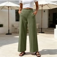 thumbnail image 2 of LIaqionyy Pants for Women's Wide Leg Elastic Waist Casual Loose Lounge Vacation Pant Work Trousers with Pockets, 2 of 8