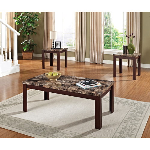 Faux Marble 3 Piece Coffee And End Table Set Multiple