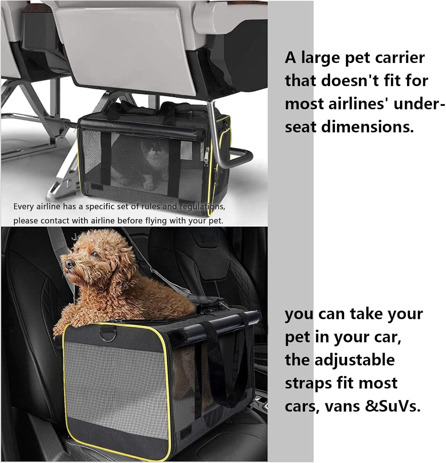 Pet Carrier for Large and Medium Cats, Soft-Sided Pet Carrier for Big Medium Cats and Puppy Dog Carriers Cat Carriers, Pet Privacy Protection Travel Carrier