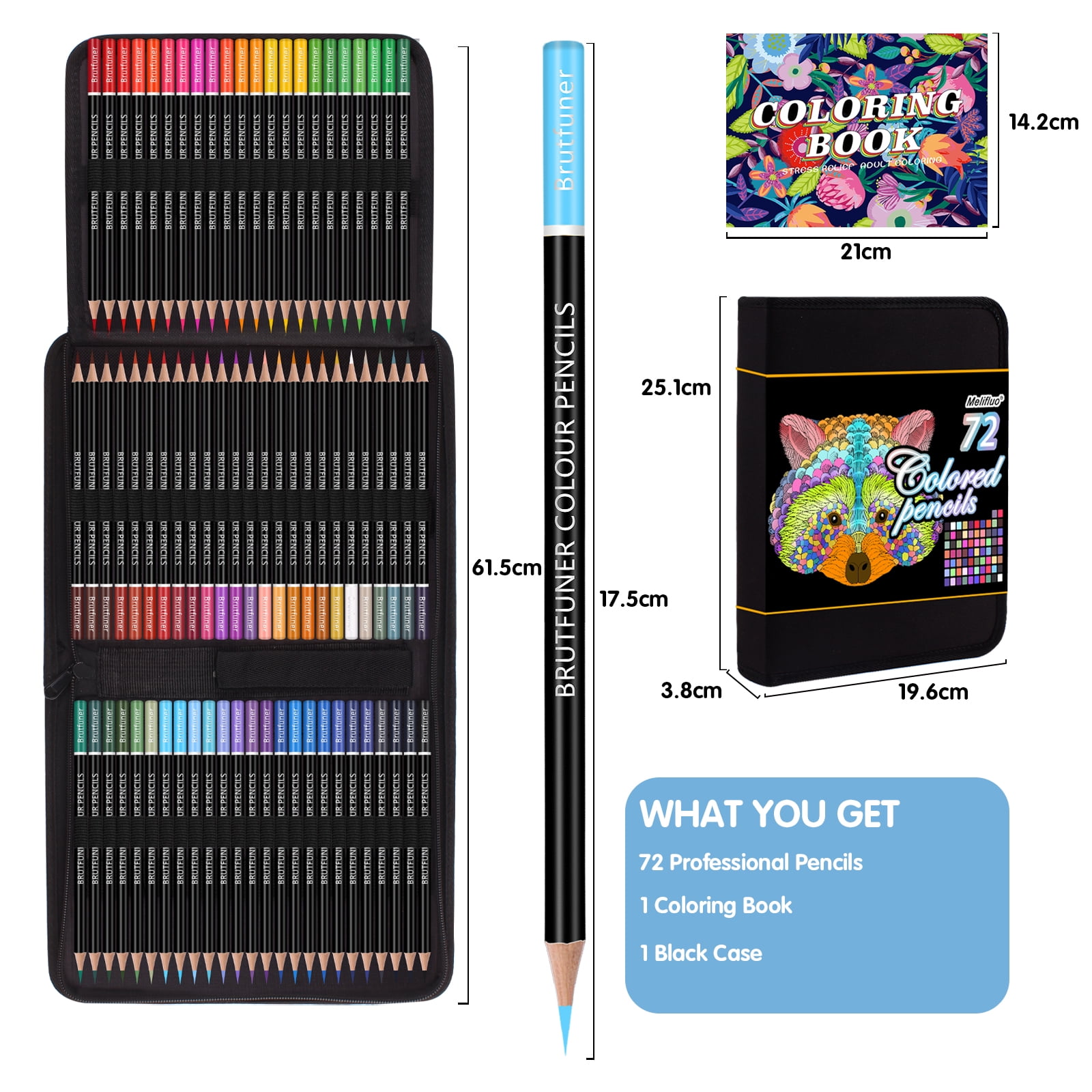 Custom Cover Deluxe 7X7 Adult Coloring Book & 8 Color Pencil Set