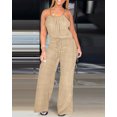 thumbnail image 2 of ZOELNIC Women's Sleeveless Jumpsuit - Spaghetti Strap Casual Romper with Drawstring, Summer Vacation & Resort Outfit, S, 2 of 8