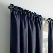Eclipse Samara Solid Blackout Curtains, Single Curtain Panel, 84 Inch Long Blackout Curtains, 42 W x 84 L, Indigo