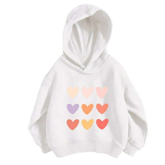 Plebaso Cute Hoodies for Boys Girls Casual Long Sleeve Sweatshirts with Hood Kids Heart Print Pullover