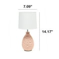 thumbnail image 3 of Creekwood Home Essentix 14.17" Traditional Ceramic Textured Thumbprint Tear Drop Shaped Table Desk Lamp with Tapered White Fabric Shade for Home Décor, Bedroom, Living Room, Dining Room, Foyer, Pink, 3 of 6