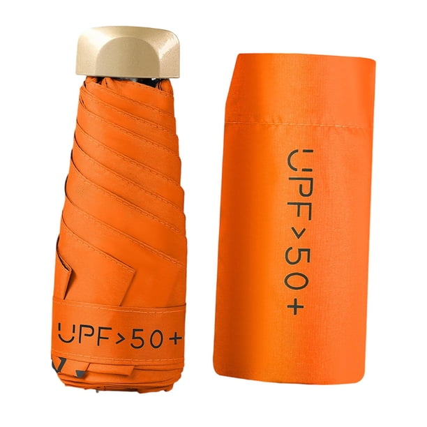 Paraguas de viaje resistente, 2 en 1, resistente al agua, plegable y portátil. Naranja