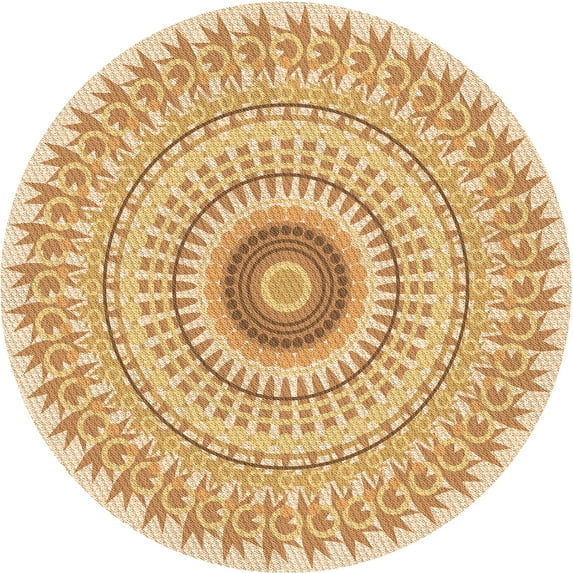 Ahgly Company Machine Washable Indoor Round Transitional Orange Area Rugs, 4' Round