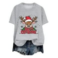 thumbnail image 2 of larppty Merry Christmas Shirts for Women Xmas Reindeer Shirt Top Short Sleeve Casual Graphic Print T Shirt (Light Gray, S), 2 of 4