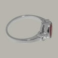 thumbnail image 4 of LBG British Made Real Solid 10k White Gold Natural Ruby & Cubic Zirconia Womens Anniversary Ring - 33 size options - Size 6.25, 4 of 6