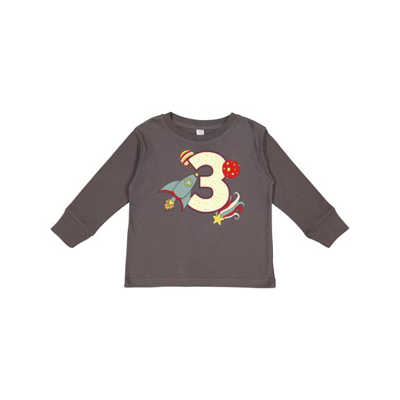 Inktastic 3rd Birthday Outer Space Theme Boys or Girls Long Sleeve Toddler T-Shirt