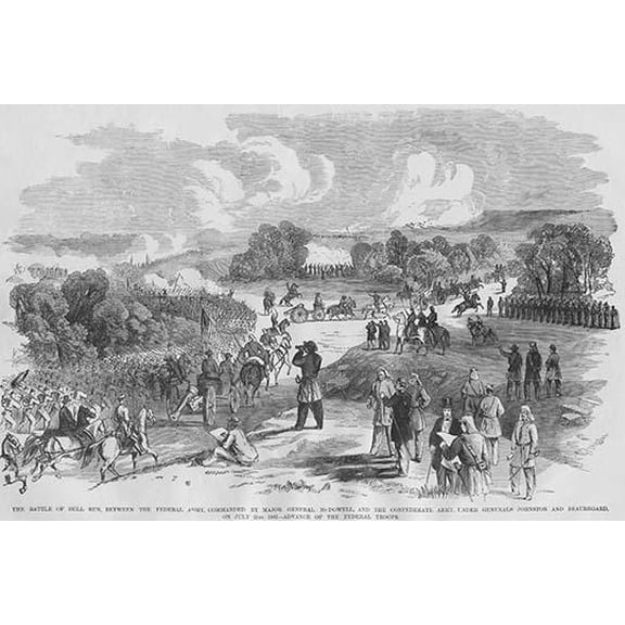 First Bull Run - Manassas, Federal Troops advance but were defeated-Fine Art Canvas Print (20" x 30")
