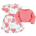 thumbnail image 3 of Touched by Nature Girls Infant, Toddler, and Kids Organic Cotton Dress and Cardigan, Coral Reef, 5 Toddler, 3 of 5