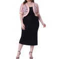 thumbnail image 2 of Cárdigans cortos de mujer plus size Agnes Orinda, con frente abierto, mangas cortas, encaje floral y boleros transparentes 2X Rosa, 2 of 6