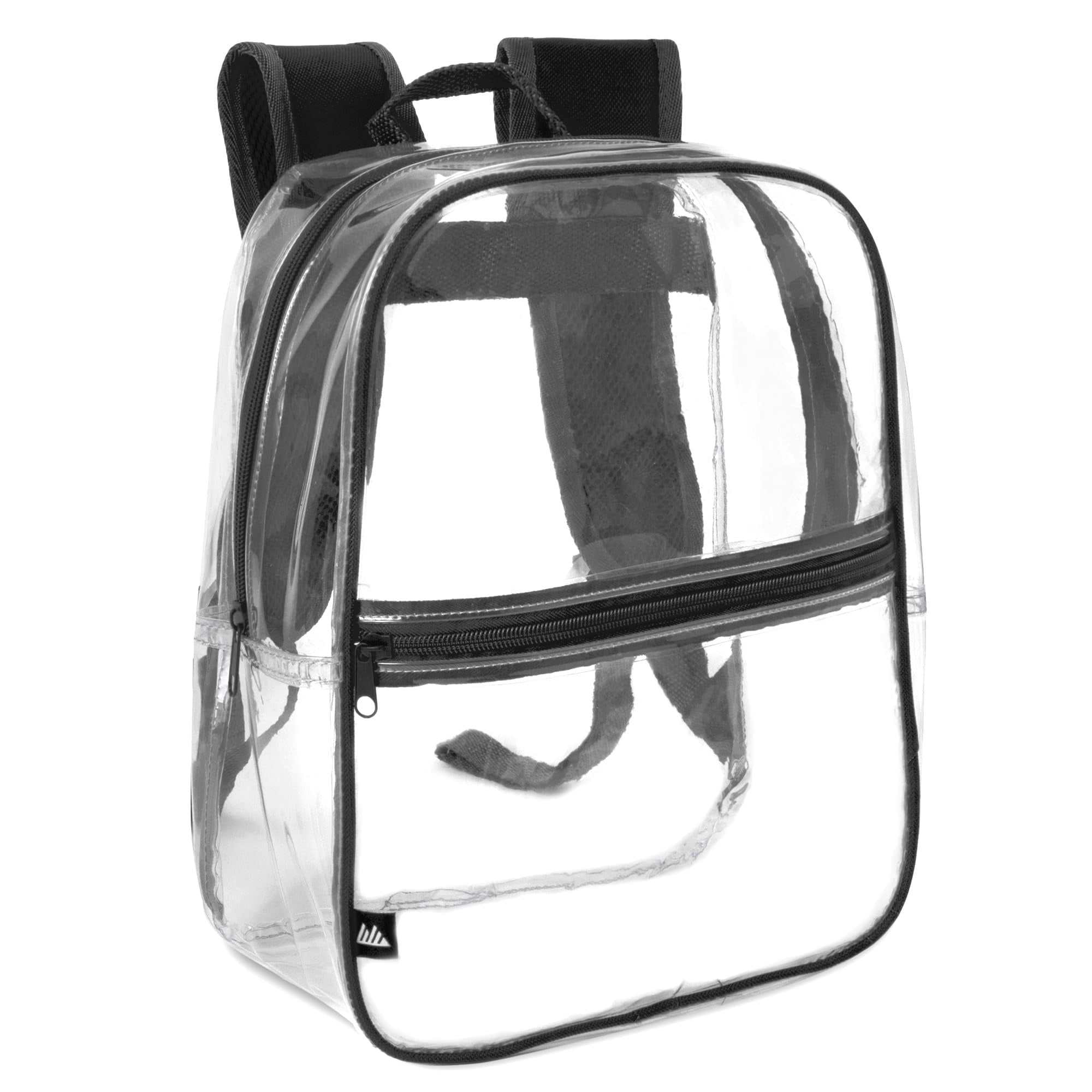 Clear Heavy Duty Waterproof Stadium Approved Backpack with Front Zipper Pocket for Traveling, Commuting, Recreation and Gym in Black