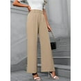 thumbnail image 5 of Wide Leg Stretchy Work Pants Women Pull on Dress Pants High Waisted Business Casual Trousers Slacks Khaki L, 5 of 9