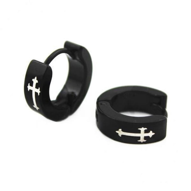 Pendientes Huggie Pequeños de Aro Negro Strade Fareast Limited 5 piezas Acero inoxidable