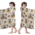 thumbnail image 4 of Beige Highland Cow Sunflower Basket Pattern Hooded Bath Towel，60"x35" for Ages 3 To 12 Kids, Quick Dry Lightweight Soft Microfiber Hood Beach Towel Cover Up for Kids, 4 of 7