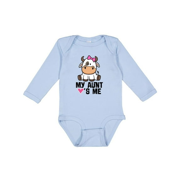 Inktastic My Aunt Loves Me Girl Cow Girls Long Sleeve Baby Bodysuit