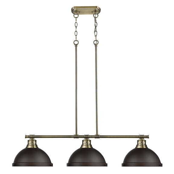 Yep by Golden Lighting Duncan 3-light Island Light in Aged Brass and Rubbed Bronze shade