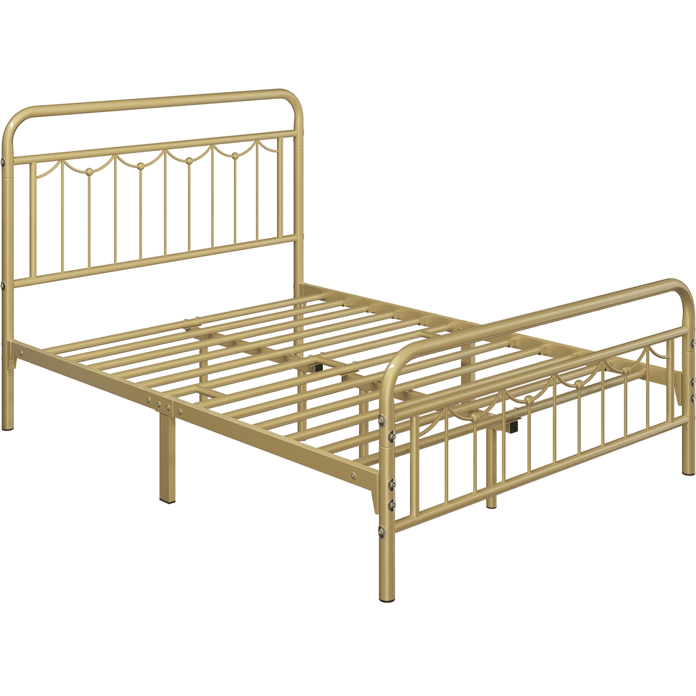 Yaheetech Metal Platform Bed Frame with Vintage Headboard and Footboard