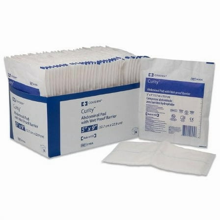 Cardinal Abdominal Pad Curity NonWoven Fluff 7-1/2 X 8 Inch Rectangle Sterile Pack of 18