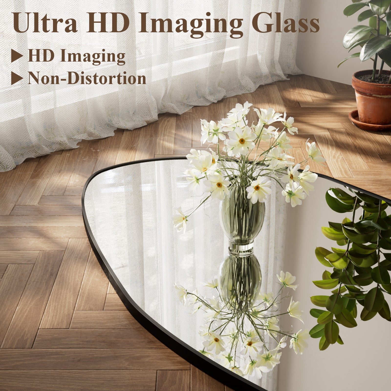 SHATTERVIEW 67"x24" Full Length Mirror Floor Mirror Irregular Decorative Wall-Mounted Mirror, Black