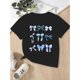 thumbnail image 1 of Girls' Breathable Stretch T-Shirt with Blue Bow Print - Casual Round Neck Summer Top, Machine Washable, 1 of 5