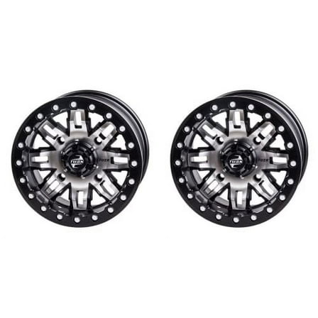 (2 Pack) 4/156 Tusk Teton Beadlock Wheel 15x7 5.0   2.0 Machined/Black For Polaris RZR S4 900 2018