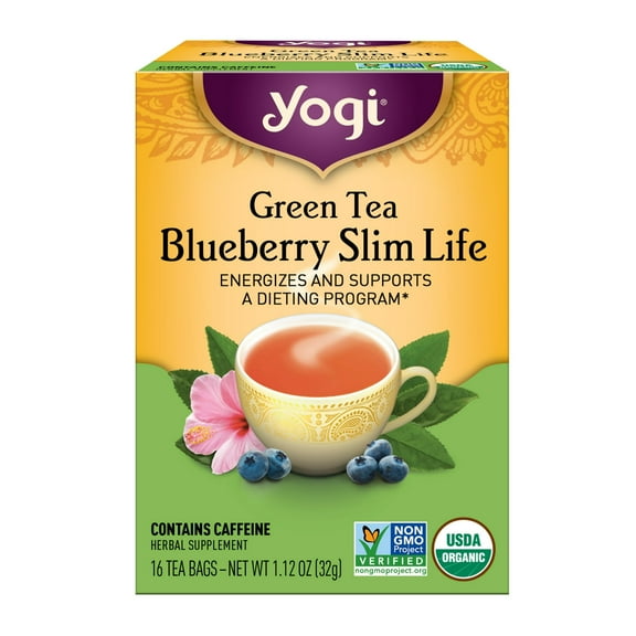 Yogi Tea Green Tea Blueberry Slim Life, 16 Count, 1.12 oz (Pack of 2)