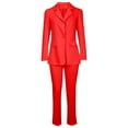 thumbnail image 4 of XFLWAM Women's Double Breasted 2 Piece Office Business Blazer Pant Suit Set for Work Red XXL, 4 of 8