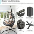 thumbnail image 2 of Hanging Egg Chair with Stand Outdoor Swinging Egg Chair with Water Resistant Cushions PE Rattan Wicker Egg Chair Foldable Basket for Indoor Bedroom Patio Garden 350lbs Capacity (Dark Grey), 2 of 9